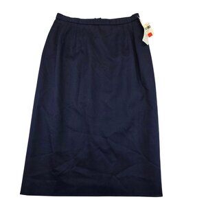 Vintage Pendleton Pencil Wool Skirt 8 Navy USA Old Money Quiet Luxury Deadstock